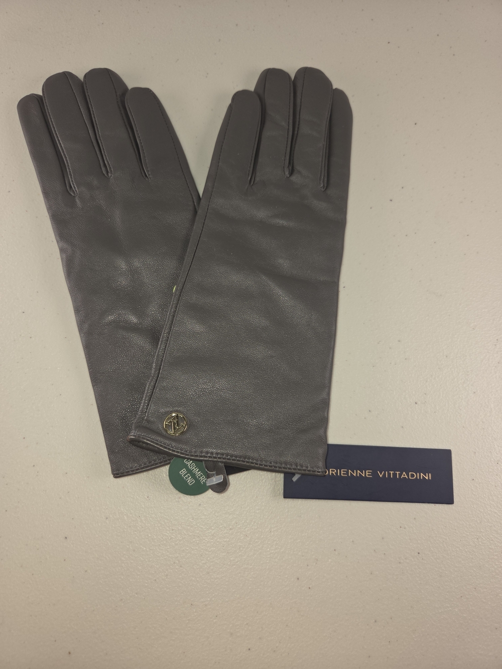 NWT Adrienne Vittadini Women's Leather Gloves - Gray